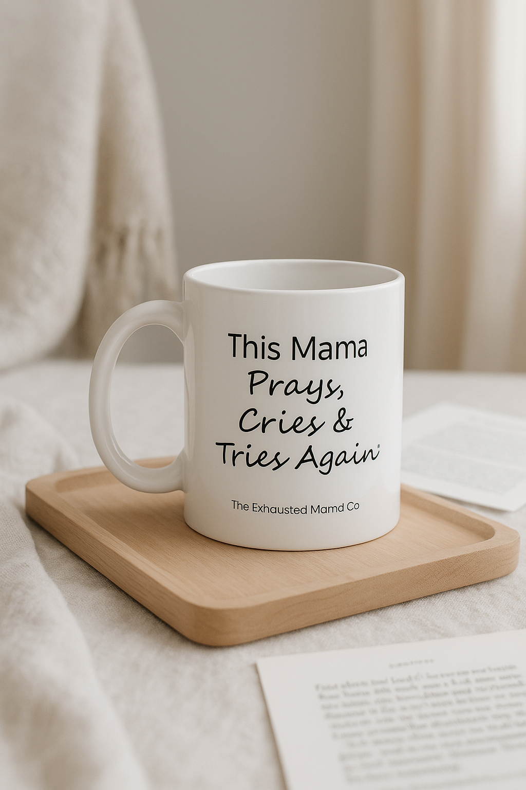 This Mama Prays, Cries & Tries Again — Faith & Coffee Mug for Exhausted Moms